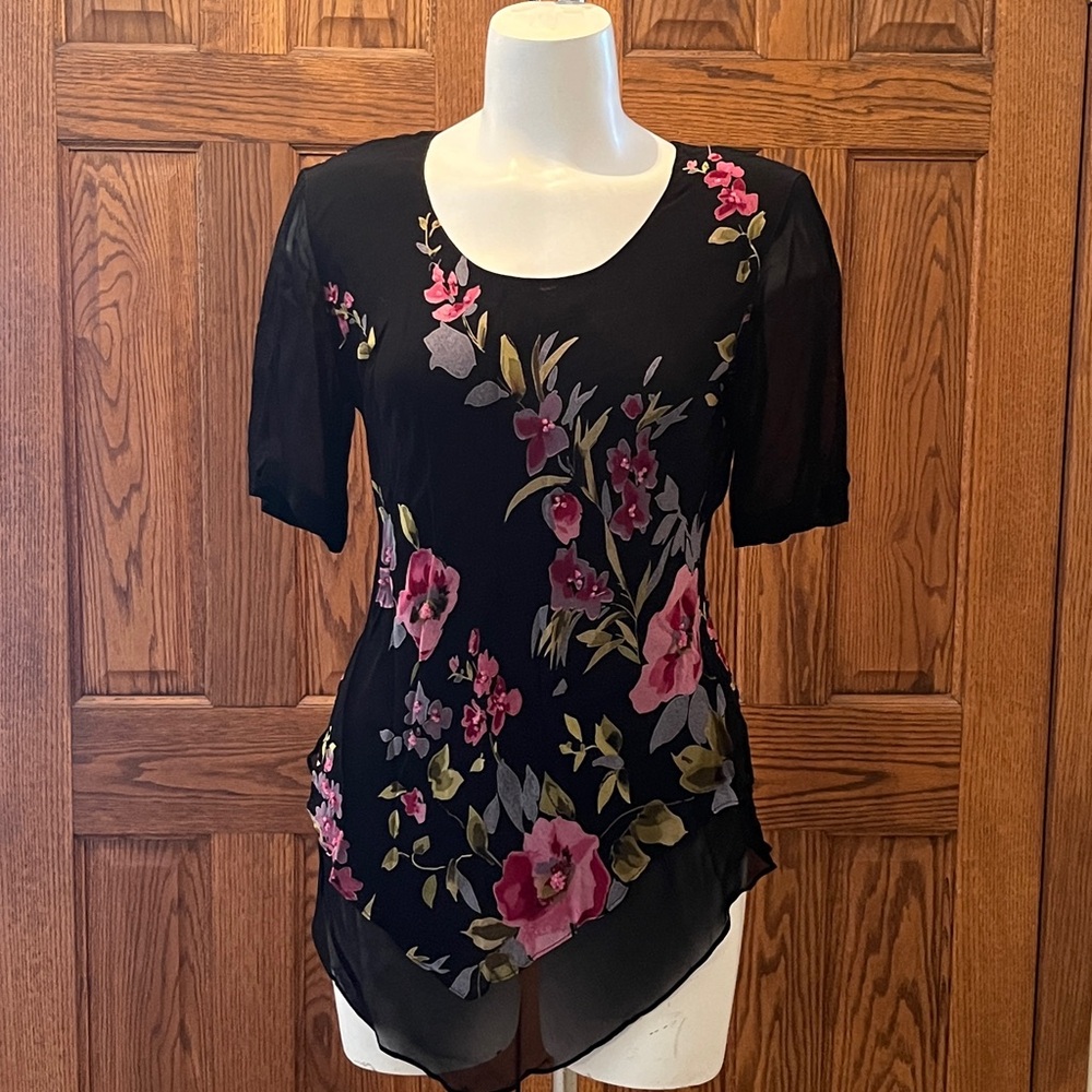 Lola P. vintage asymmetrical boho blouse M